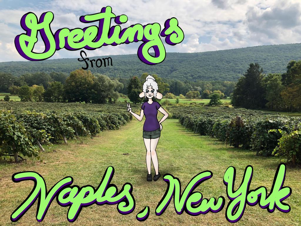 Sheepie Niagara visiting Naples Grape Festival, Naples, NY.