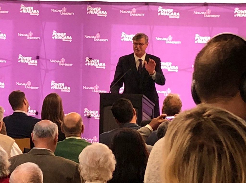 Mayor Paul Dyster at TReC ribbon Cutting. Niagara Falls, NY