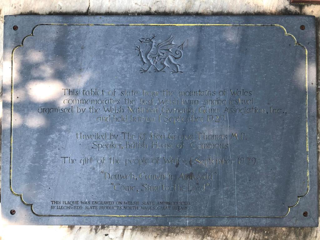 1979 Welsh slate commemorating Welsh National Gymanfa Ganu in Niagara Falls, NY.