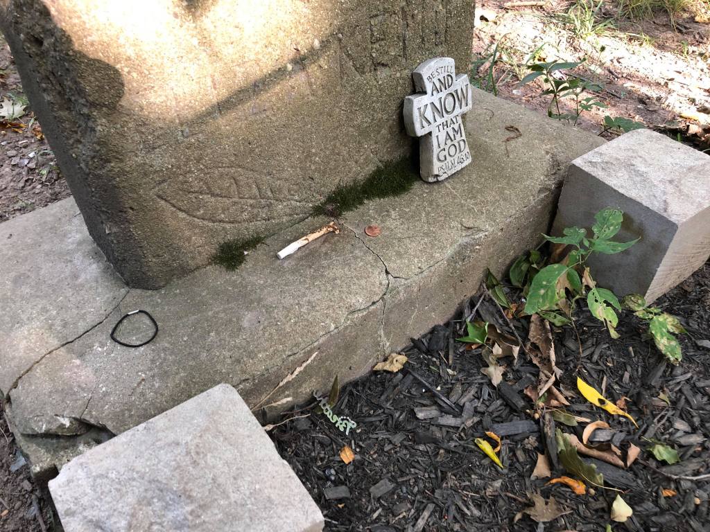 Items left at the grave of Eliza Keig. Niagara Falls, NY.