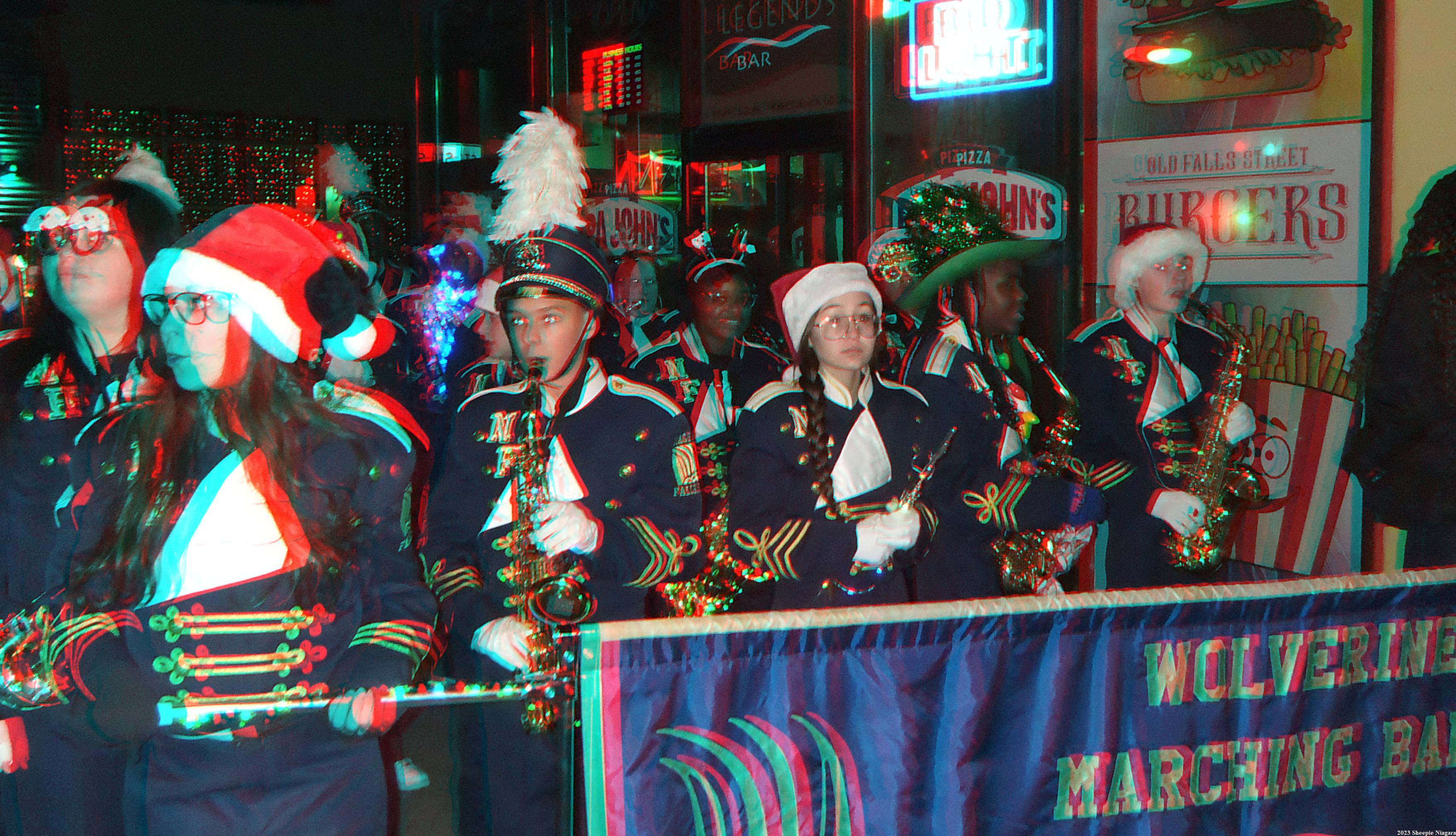 Anaglyph 3D view of the Niagara Falls High School Marching Band