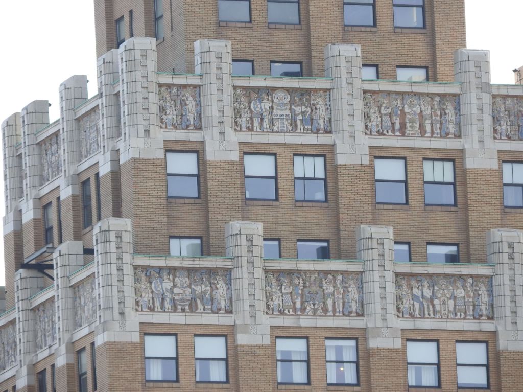 mayan reliefs on giacomo hotel. niagara falls, ny