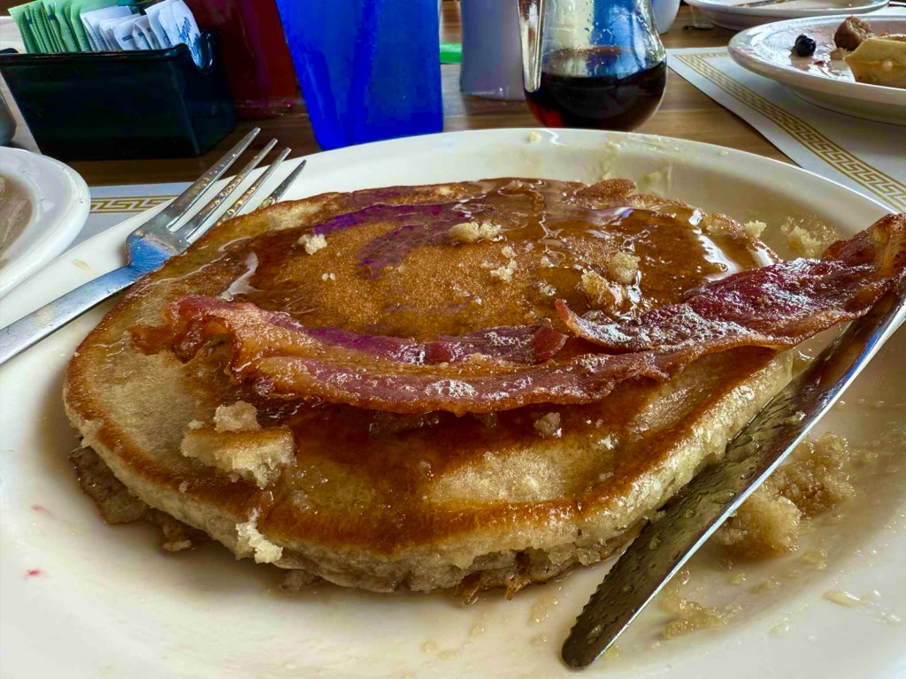 Pancakes and bacon at The Country Hen in Niagara Falls, NY